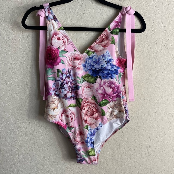 Posh Peanut Floral One Piece Tie Strap Size Small - Picture 2 of 5